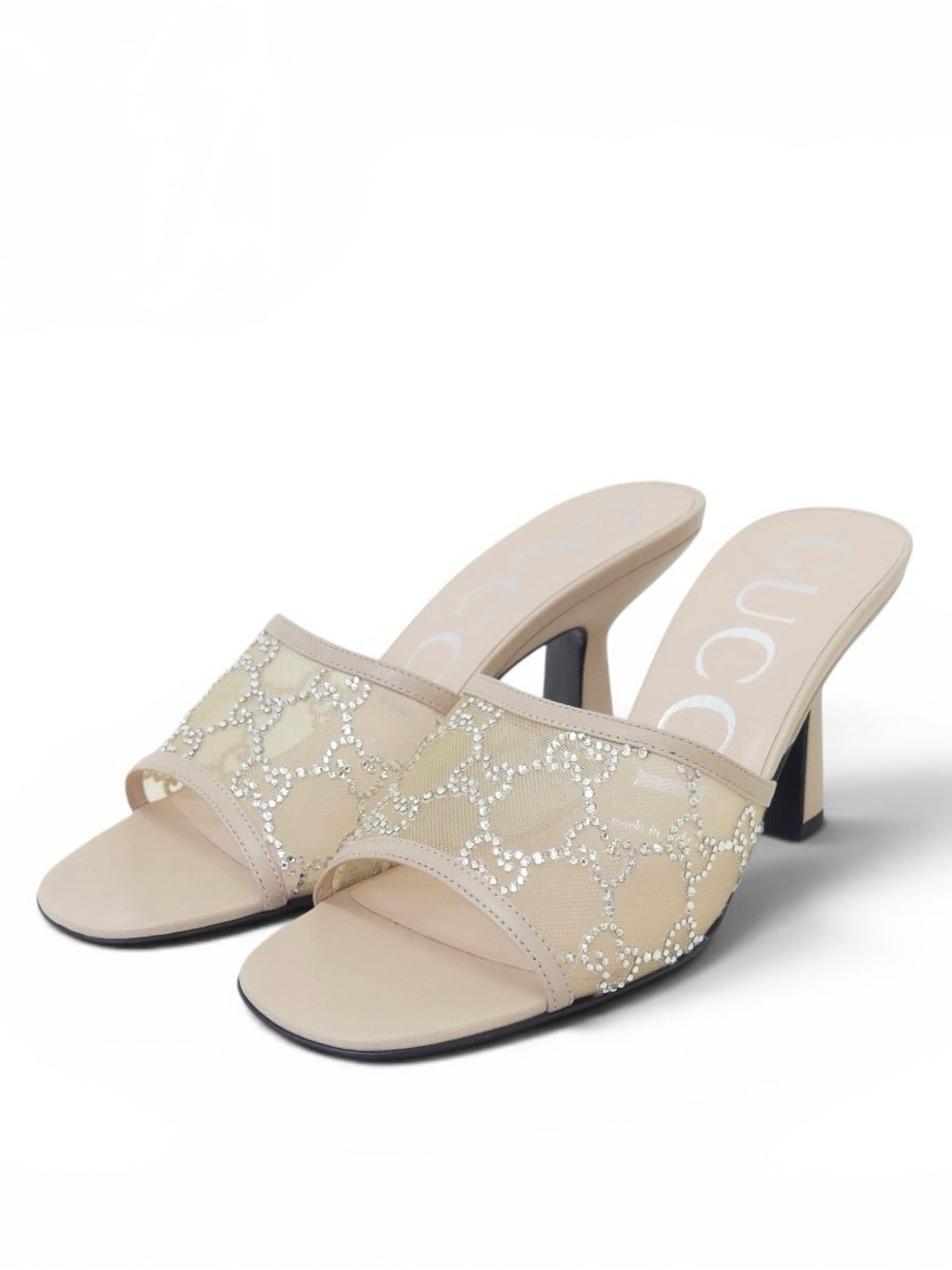 Gucci Beige Crystal Slide Sandal